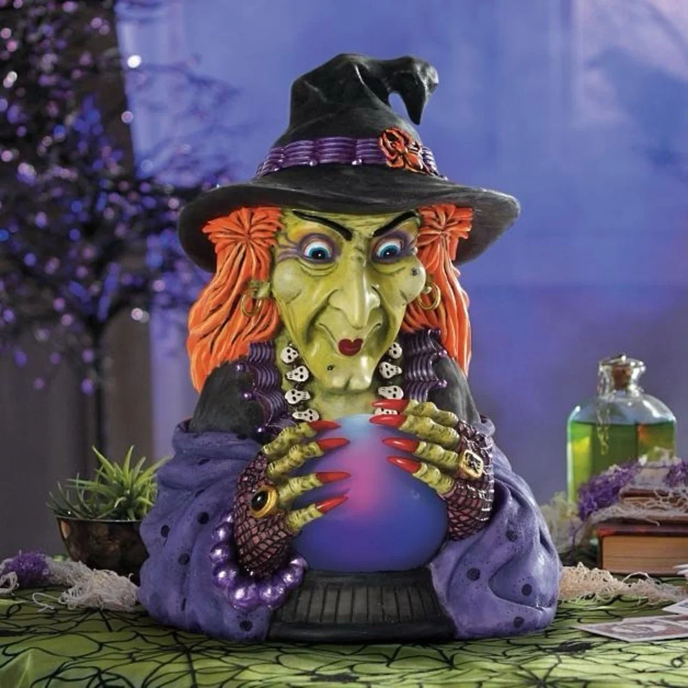 Hagatga the Halllween  Witch Figurine with Crystal Ball